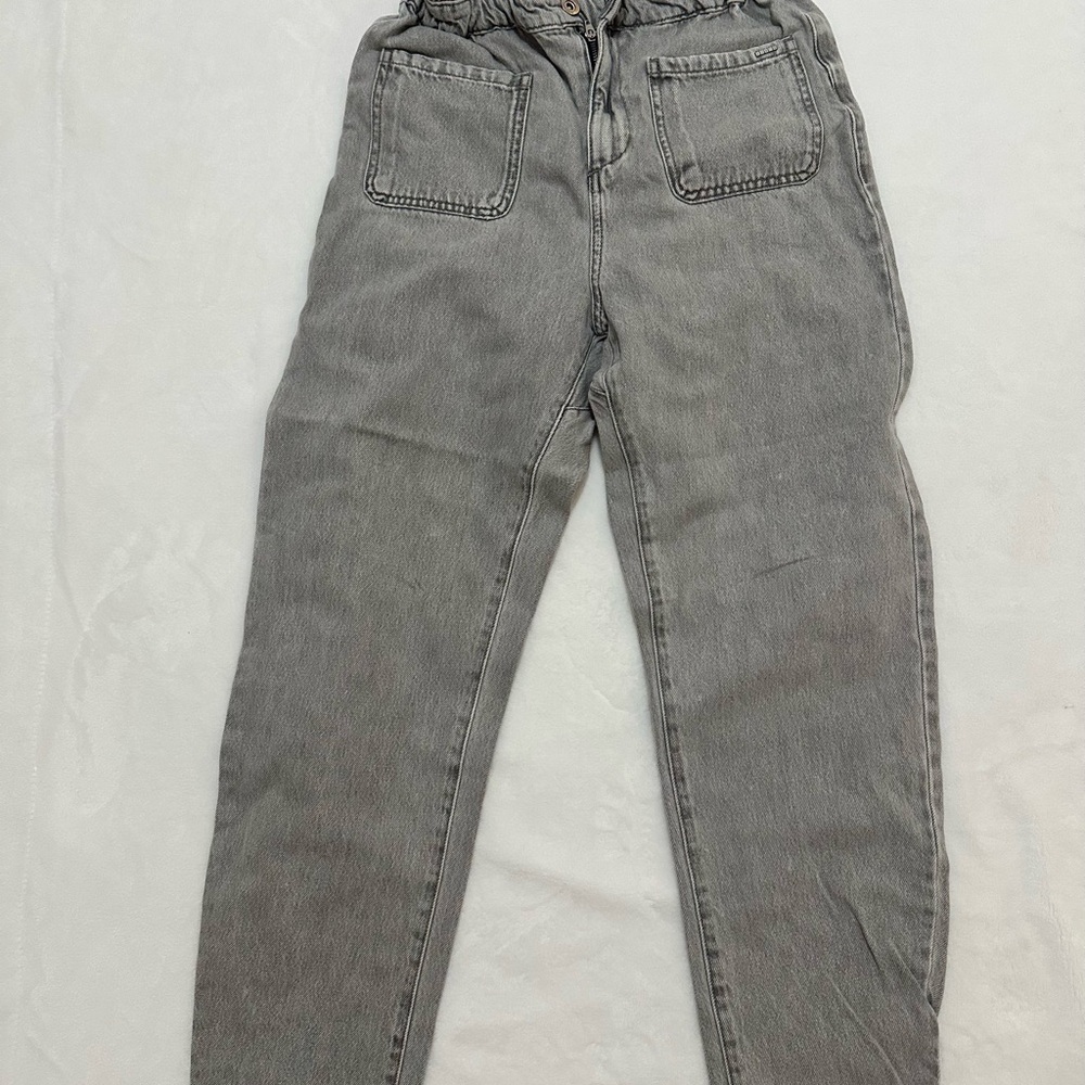 Chic Gray Denim High-Waisted Pants